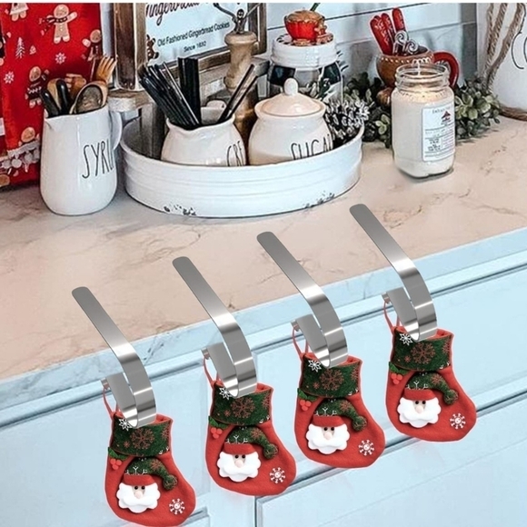 Christmas Stocking Holder Hooks Metal Hanging Hanger Clips for Home 4 Pack - Picture 5 of 5